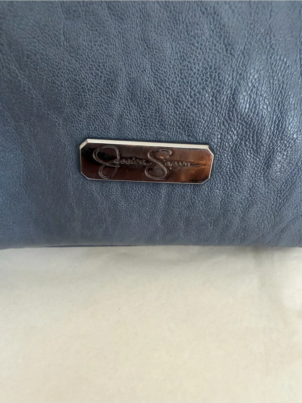 Jessica Simpson Navy Blue Leather Stud-Trim Hobo Bag
